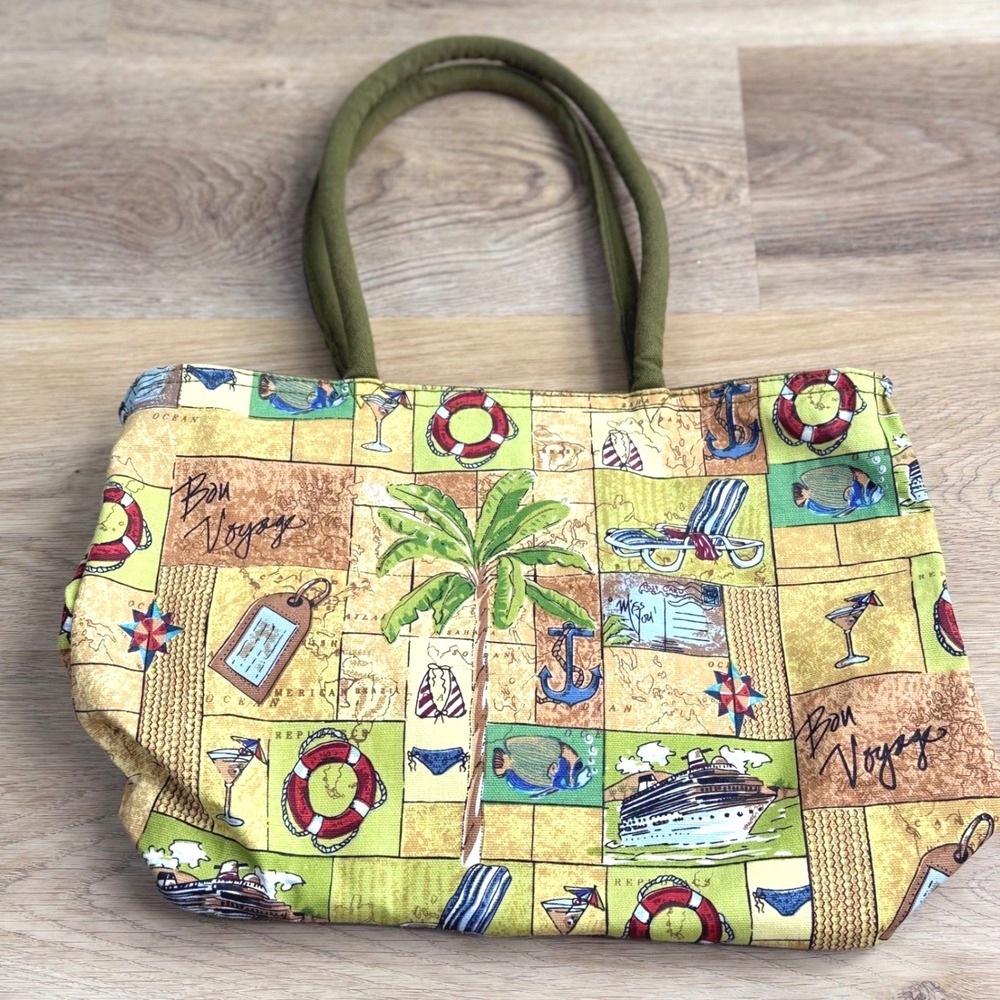 VTG Anne Ormsby Bon Voyage Tote Bag Womens Medium Vacation Cruise
Beach Tropical